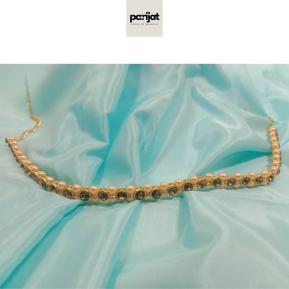 PARIJAT Luxury Handcrafted Gold Plated Kamarbandh, AD Brown, Golden Pearls PARIJAT Luxury Handcrafted Gold Plated Kamarbandh, AD Brown, Golden Pearls