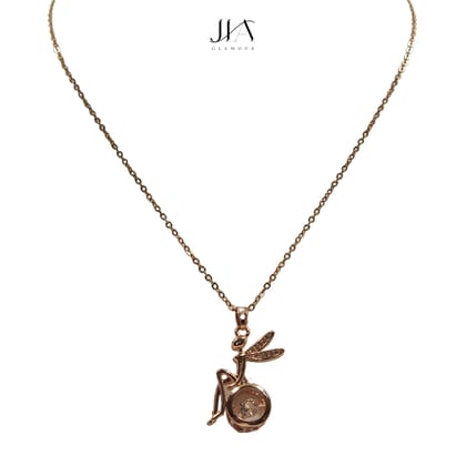 Jia Glamour Luxury Handcrafted Rose Gold Plated Necklace Jewellery Set with Fairy Pendant, AD