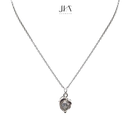 Jia Glamour Luxury Handcrafted Rose Gold Plated Necklace Jewellery Set with Dolphin Pendant, AD Jia Glamour Luxury Handcrafted Rose Gold Plated Necklace Jewellery Set with Dolphin Pendant, AD