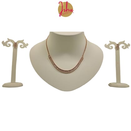 Ishu Luxury Handcrafted Rose Gold Plated Necklace Jewellery Set with Earrings, AD