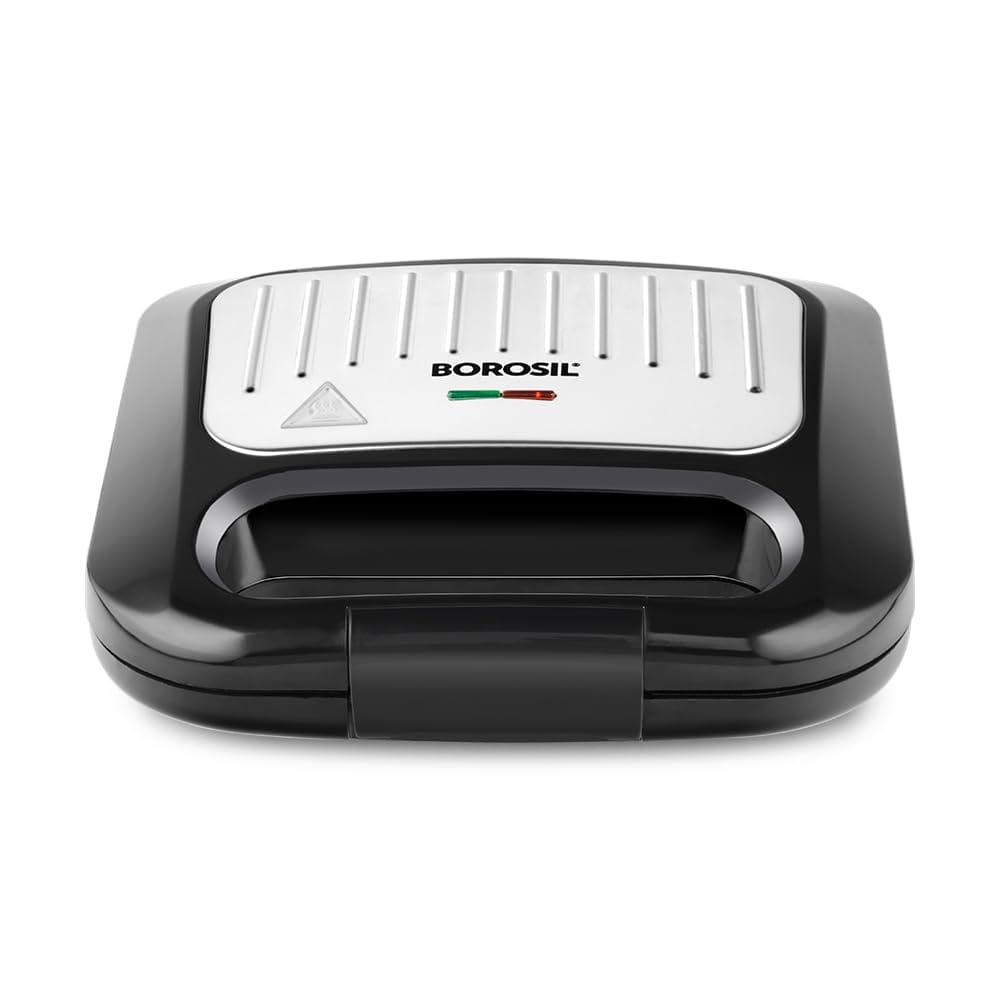 Borosil Grillmate Sandwich Maker | 750W, Can Make 2 Sandwich at a Time | Power Indicators, Auto Locking Handle, Non-Toxic & Nonstick Plates Opens to 90°, Automatic Temperature Control | 2 Year Warranty