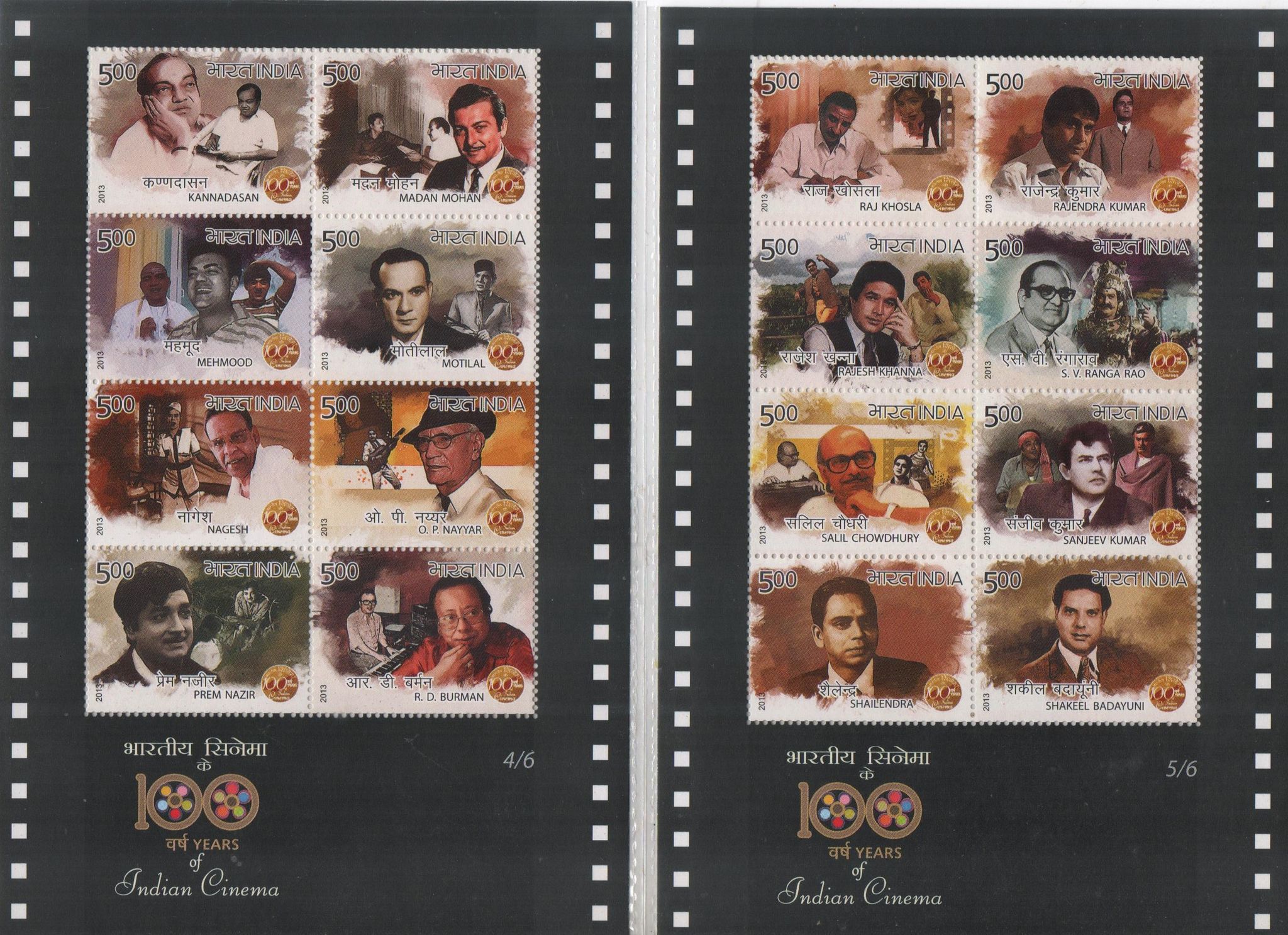 Shobhaphila's Indian 100 Years of Indian Cinema  Sheetlets Stamp ( 3rd May 2013 )( set of 6)