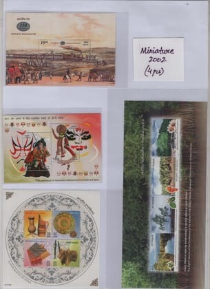 Shobhaphila's Indian Miniature Sheet Year Pack Stamp Collection 2002 ( 4 Stamps)