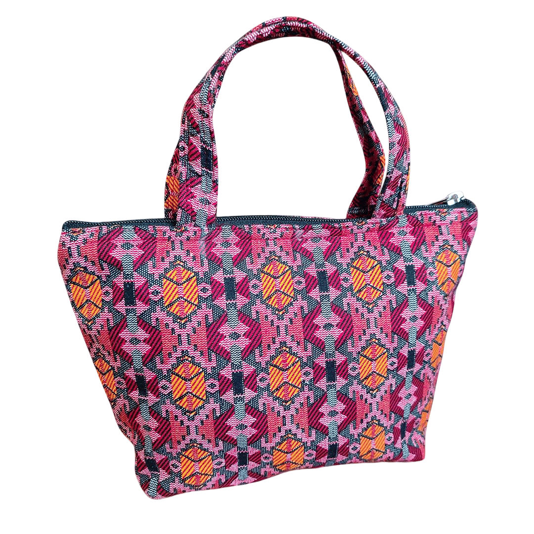 Ethnic Print Fabric Tote Handbag