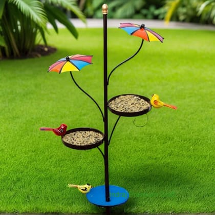 Indraj Premium Craft Decorative Metal Bird Feeder Stand Water Bowl & Dual Feeding Trays, Garden Decor Ground Bird Feeder Indraj Premium Craft Decorative Metal Bird Feeder Stand Water Bowl & Dual Feeding Trays, Garden Decor Ground Bird Feeder