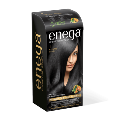Enega nourishing no ammonia natural black cream hair color with argon oil& green tea extract 120ml