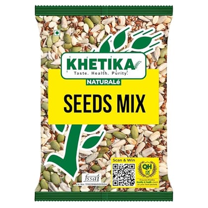 Khetika Seeds Mix, 200g | Edible Seed, Seeds, Healthy Snacks, 5 in 1 Seed mix, Rich in Protein & Dietary Fibre | Contains Pumpkin, Sunflower, Watermelon, Flax, Chia Seeds