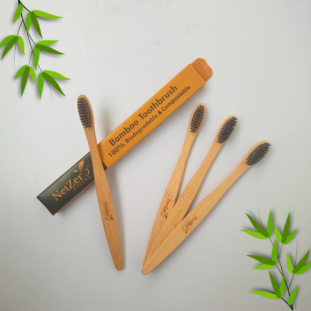 Bamboo Toothbrush – Droplet | Biodegradable & Eco-Friendly (Pack of 4)