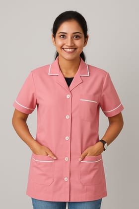 Unisex Staff Apron | 3-pockets Apron | Pink Color | Comfortable | Durable | Best Fitted For Medical Professionals (Staff, Nursing & Lab Technicians)