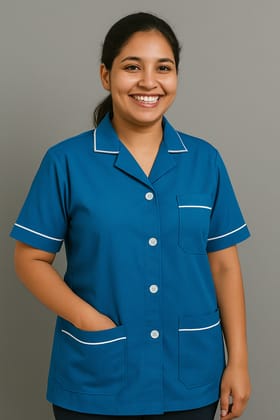 Unisex Staff Apron | 3-pockets Apron | Sky Blue Color | Comfortable | Durable | Best Fitted For Medical Professionals (Staff, Nursing & Lab Technicians)