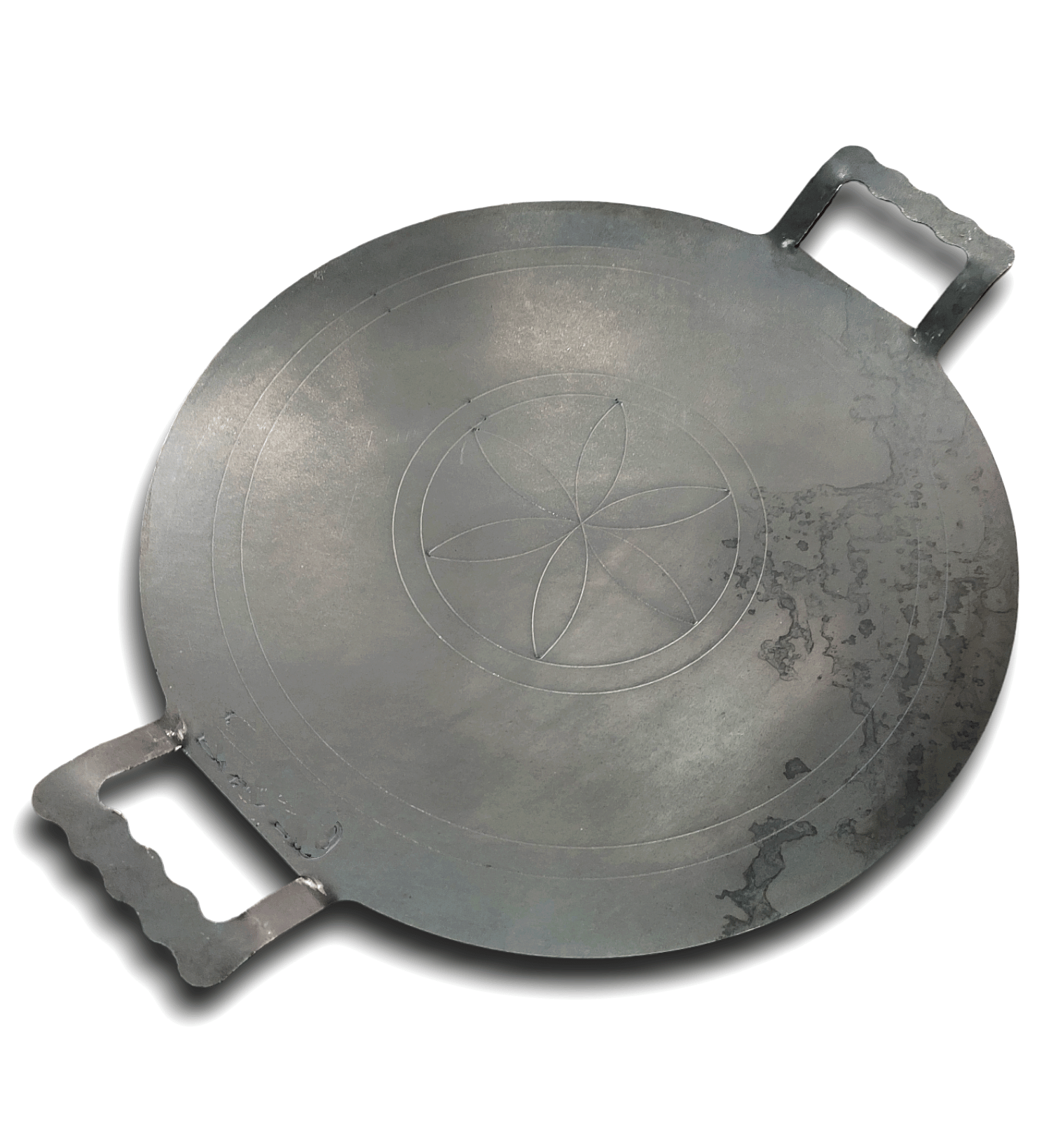 MADURAI ARTISANS CLUB - South Indian Style Dosa tawa, dosai kallu, Roti Tawa - Flat Design with Double Handle -27.5 cm / 11 INCH Approx. Diameter, Iron Made, Black Grey