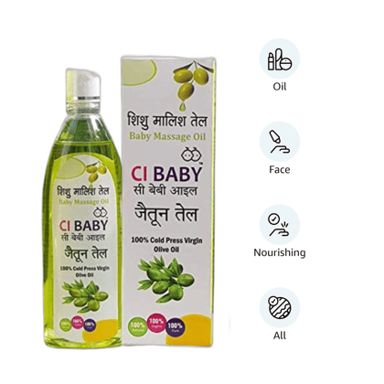 CI BABY Massage Oil 200ml For strong bones & muscles Goodness Of Natural Olive Oil Enriched With Vitamin E & 100% Virgin Olive Oil Dermatologically Tested Clinically Proven for Newborn Growth & Care CI BABY Massage Oil 200ml For strong bones & muscles Goodness Of Natural Olive Oil Enriched With Vitamin E & 100% Virgin Olive Oil Dermatologically Tested Clinically Proven for Newborn Growth & Care