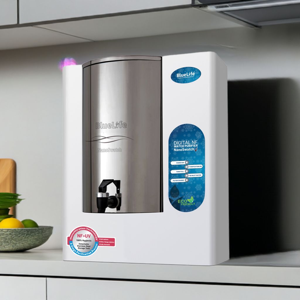 BlueLife® NanoSwatch-NF60, NF+UV Water Purifier with Detachable Stainless-Steel Storage Tank