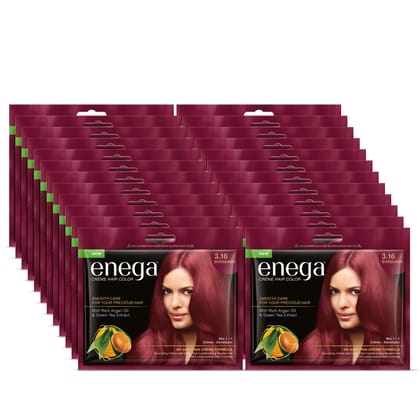 Enega Burgundy Creme Hair Color with Developer - No Ammonia, Long-Lasting Grey Coverage, Nourishing Formula