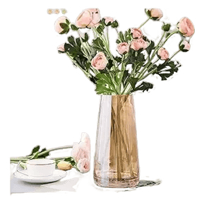 Decorative Glass Vase for Flowers Plants Home Decor Office Living Table Decorations, Vases for Home Decor, Luster Glass Vase, Heavy Weight, Sturdy- (Crystal Amber, Approx 9 Inches Height)