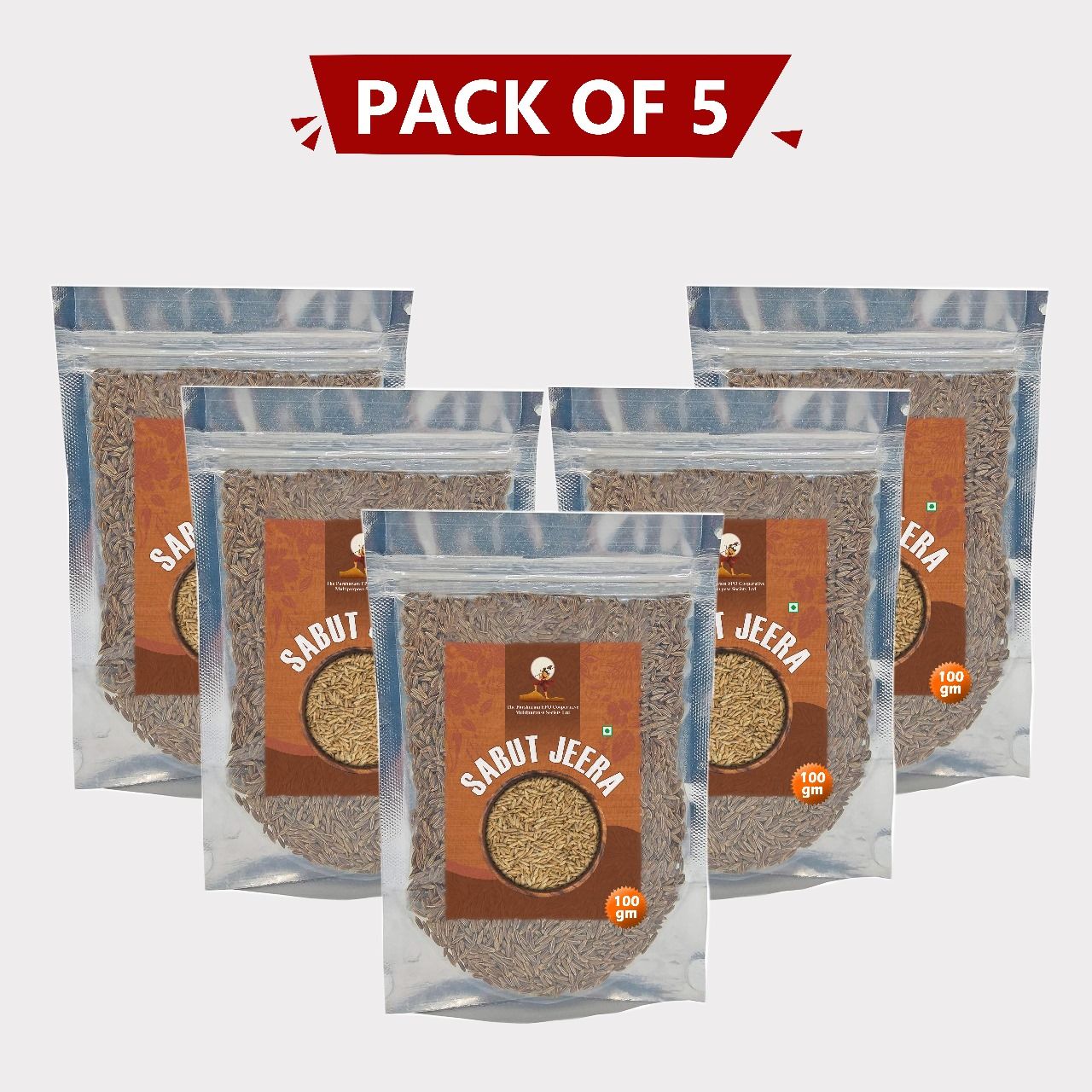 Sabut Jeera (Cumin), 100 gm Pack of 5