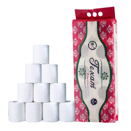 Texam 2 Ply Soft And Highly Absorbent Toilet Tissue Paper | 100% Natural Virgin Cellulose Fiber - Pack of 10 (210 Pulls Per Roll, 2100 Sheets)