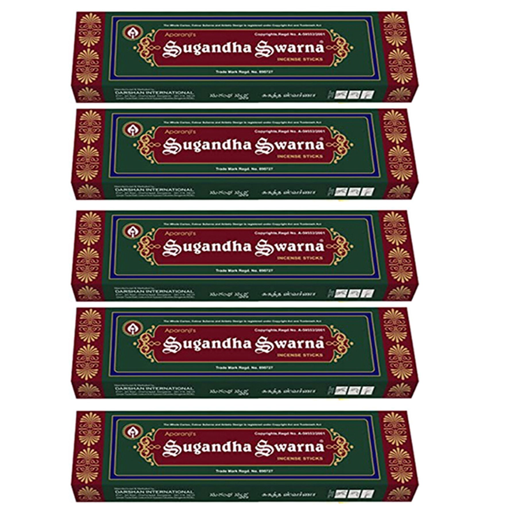 DARSHAN INCENSE APARANJI'S SUGANDHA SWARNA 55G (Pack of 5)