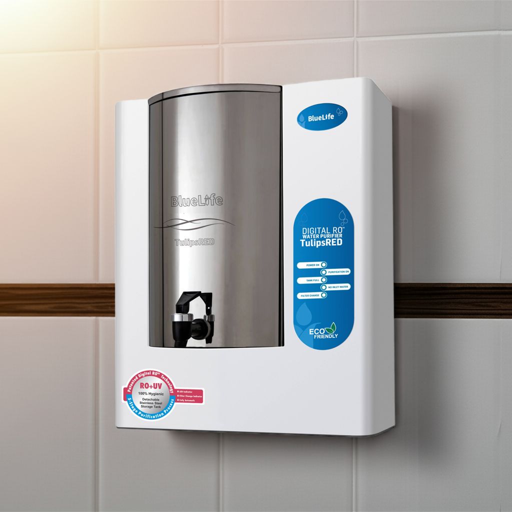 BlueLife® TulipsRED, Digital RO®+UV Water Purifier with Detachable Stainless-Steel Tank