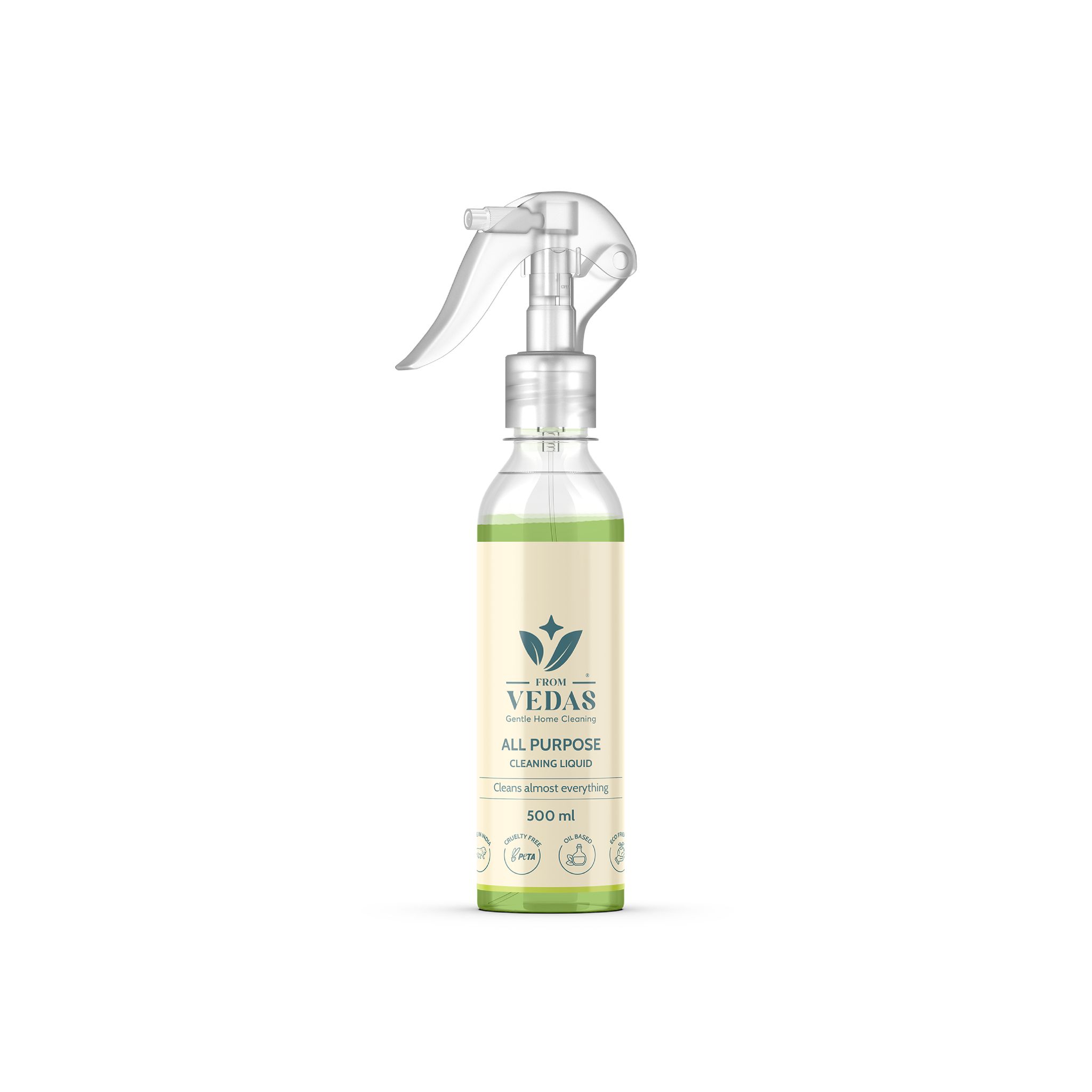 FromVedas Natural Glass and Surface Cleaner| Glass Cleaner Liquid for Kitchen, Bathroom, Home and Car| Plant Based All Purpose Cleaner| Kids & Pet Friendly| Streak-Free Shine| 500ml