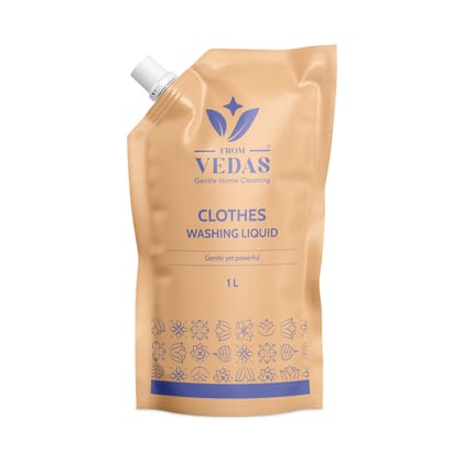 FromVedas Clothes Washing Liquid Detergent Refill Pouch | Specially designed to remove Tough Dried Stains | Gentle on Fabrics | Colour-Safe | Refreshing Fragrance | Machine and Hand Wash- 1litres FromVedas Clothes Washing Liquid Detergent Refill Pouch | Specially designed to remove Tough Dried Stains | Gentle on Fabrics | Colour-Safe | Refreshing Fragrance | Machine and Hand Wash- 1litres