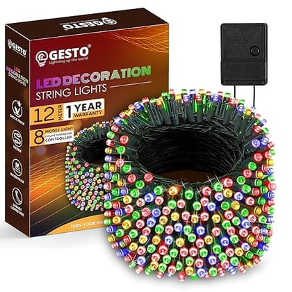 Multicolor Serial String Led Light with 8 Modes Changing Controller - Waterproof Serial Lights for Decoration Long | for Home,Diwali Decoration, Christmas,Patio Garden(12 Meter | Pack of 1)