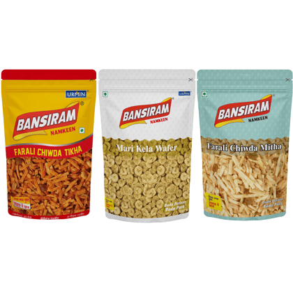 BANSIRAM FARALI NAMKEEN STANDEE PACK COMBO (3 x 1050 GM) BANSIRAM FARALI NAMKEEN STANDEE PACK COMBO (3 x 1050 GM)