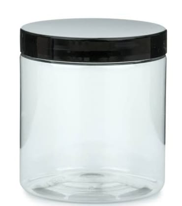 Clear Plastic Jar with Black Lid - Versatile Storage Solution Clear Plastic Jar with Black Lid - Versatile Storage Solution