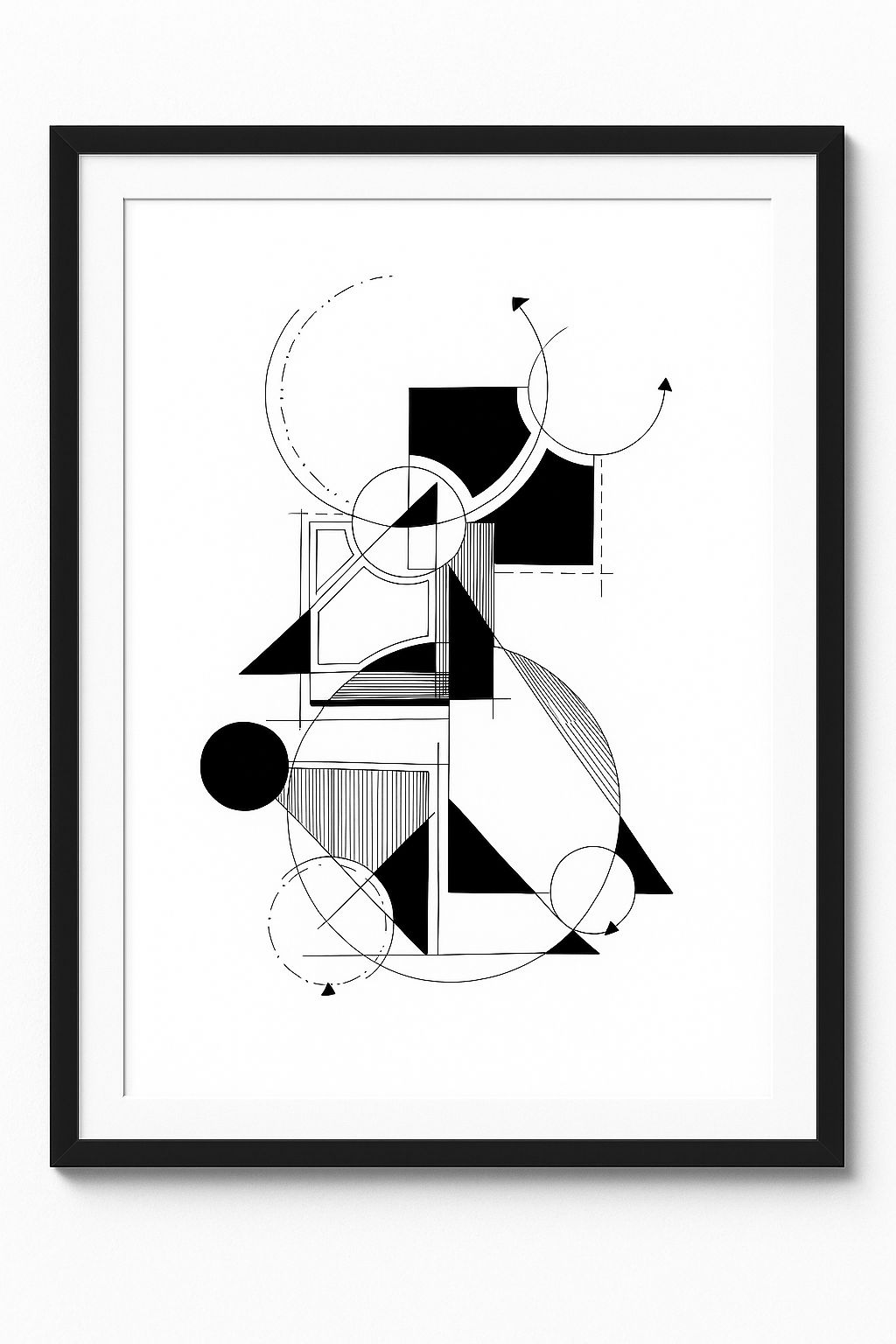 Geometric Black and White Art Print - Modern Abstract Wall Decor