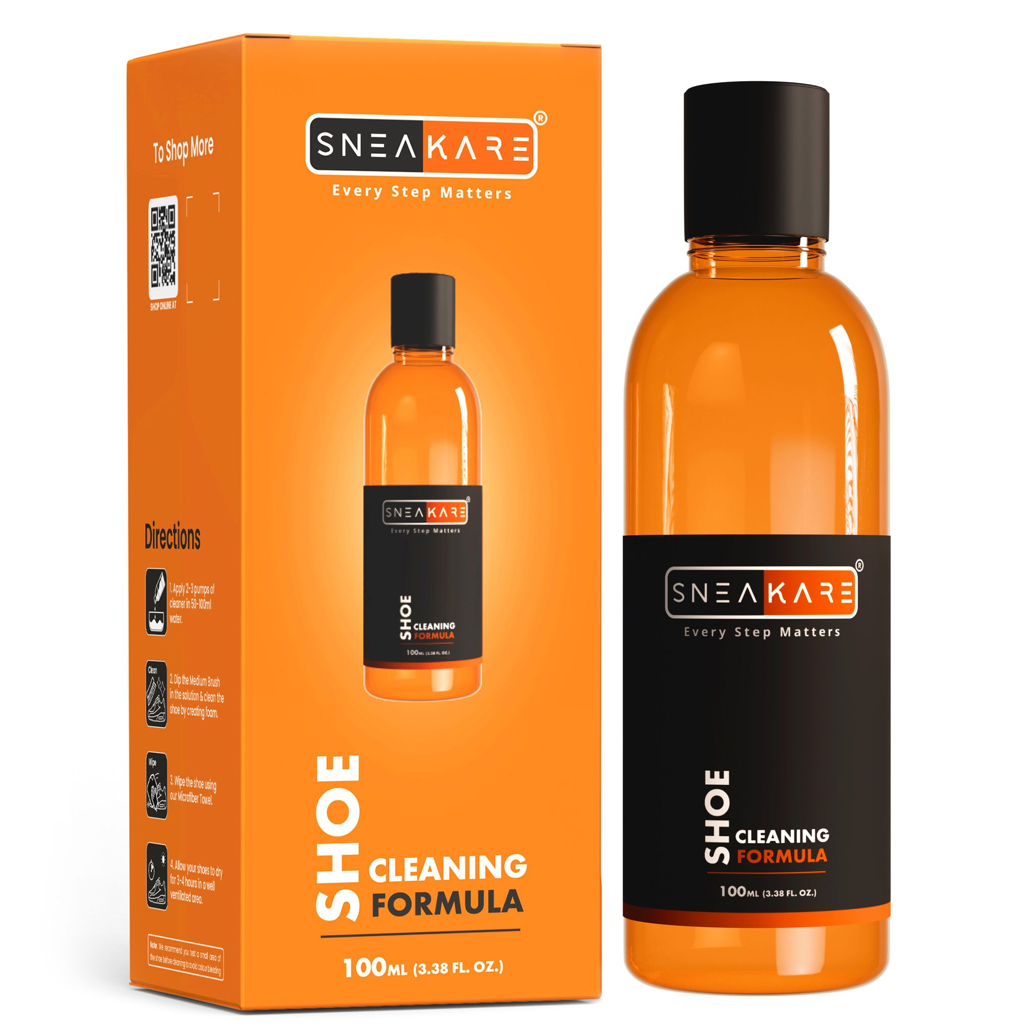 SNEAKARE Shoe Cleaner (100ml), Eco-Friendly Shoe Cleaning Formula (Peach Fragrance)