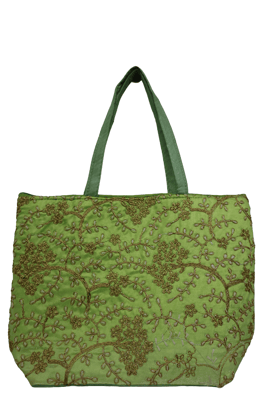 Stylish Fabric Green colour Hand Bag
