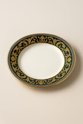 Luxury Designer Ceramic Dinner Plate – Royal Blue & Gold Pattern