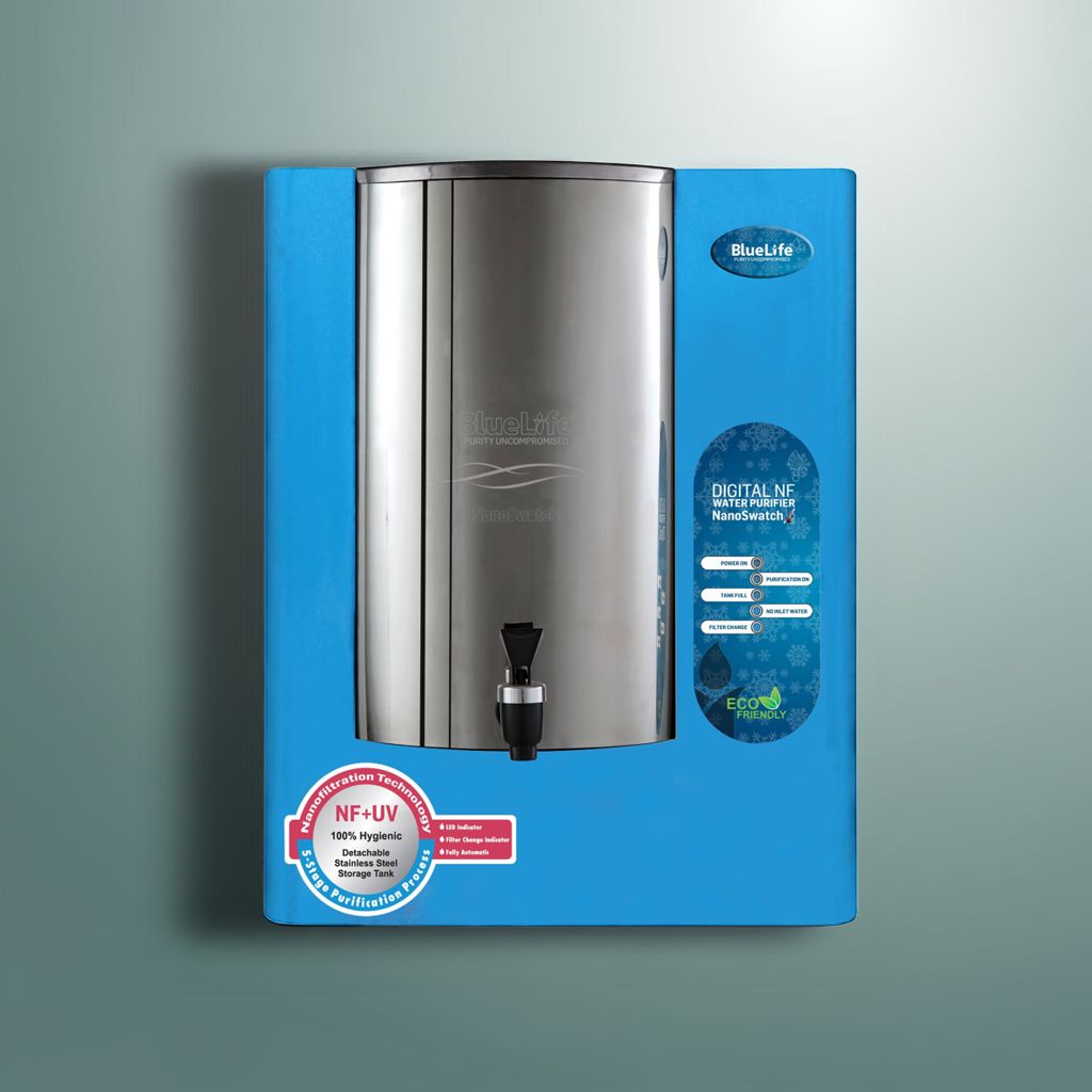 BlueLife® NanoSwatch-NF20, NF+UV Water Purifier with Detachable Stainless-Steel Storage Tank
