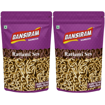 BANSI RAM Namkeen Ratlami Sev (Pack of 2 X 400 g) 800 gm