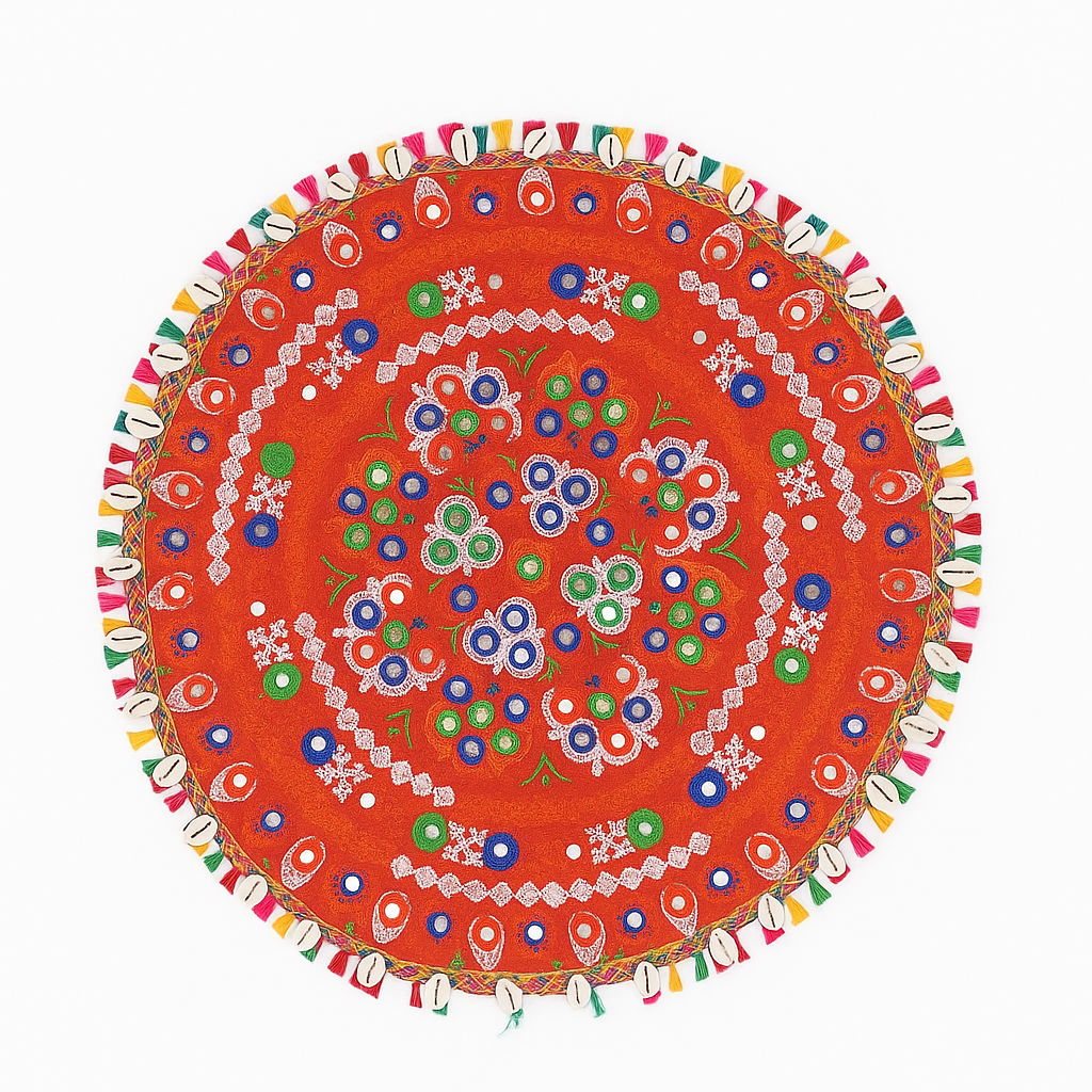 Handmade Indian Circular Textile with Embroidery & Embellishments