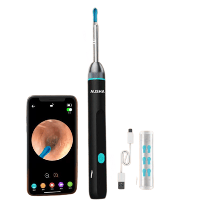 AUSHA Smart Visual Ear Cleaner | 1080p HD Camera Ear Wax Removal Tool with LED & Silicone Tips