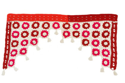 Red & White Crochet Lace Floral Valance - Bohemian Window Decor Red & White Crochet Lace Floral Valance - Bohemian Window Decor