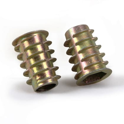 AS RETAILS Zinc Alloy Thread for Wood Insert Nut Flanged Hex Drive Head Furniture Nuts HW058, M6 x 12 mm, 5 Pieces
