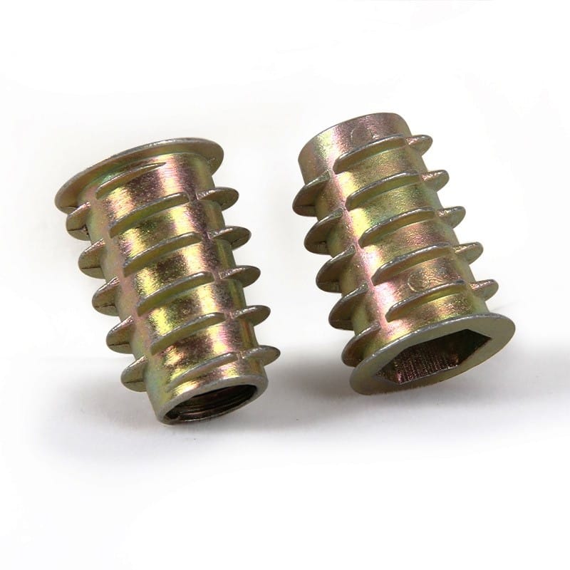 AS RETAILS Zinc Alloy Thread for Wood Insert Nut Flanged Hex Drive Head Furniture Nuts HW058, M8 x 30 mm, 2 Pieces