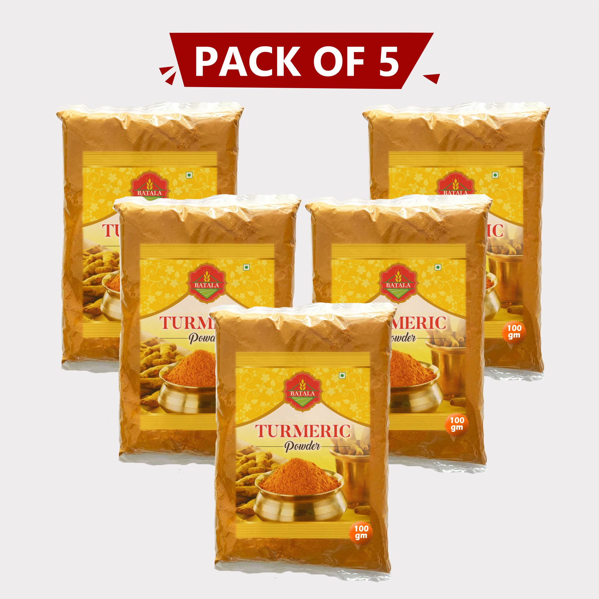 Turmeric Powder 500g (Pack of 5) by Batala – Pure, Golden & Farmer-Made. 