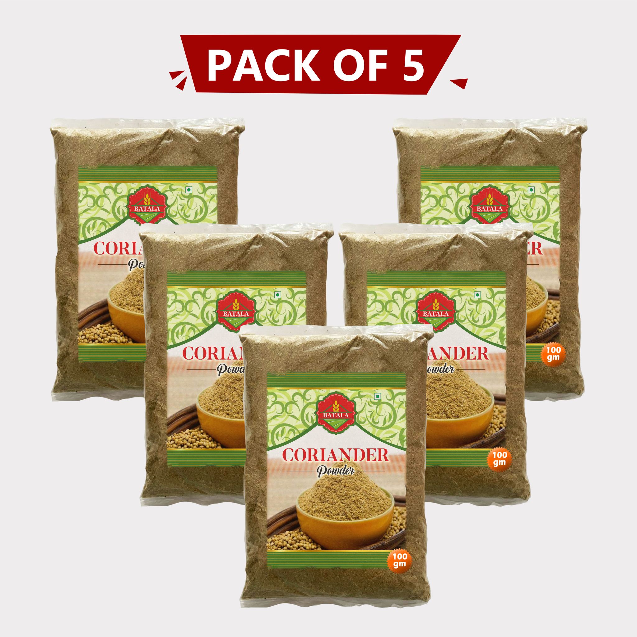 Coriander Powder 500g (Pack of 5 x 1 kg) by batala – Freshly Ground Spice Made by Farmers. 