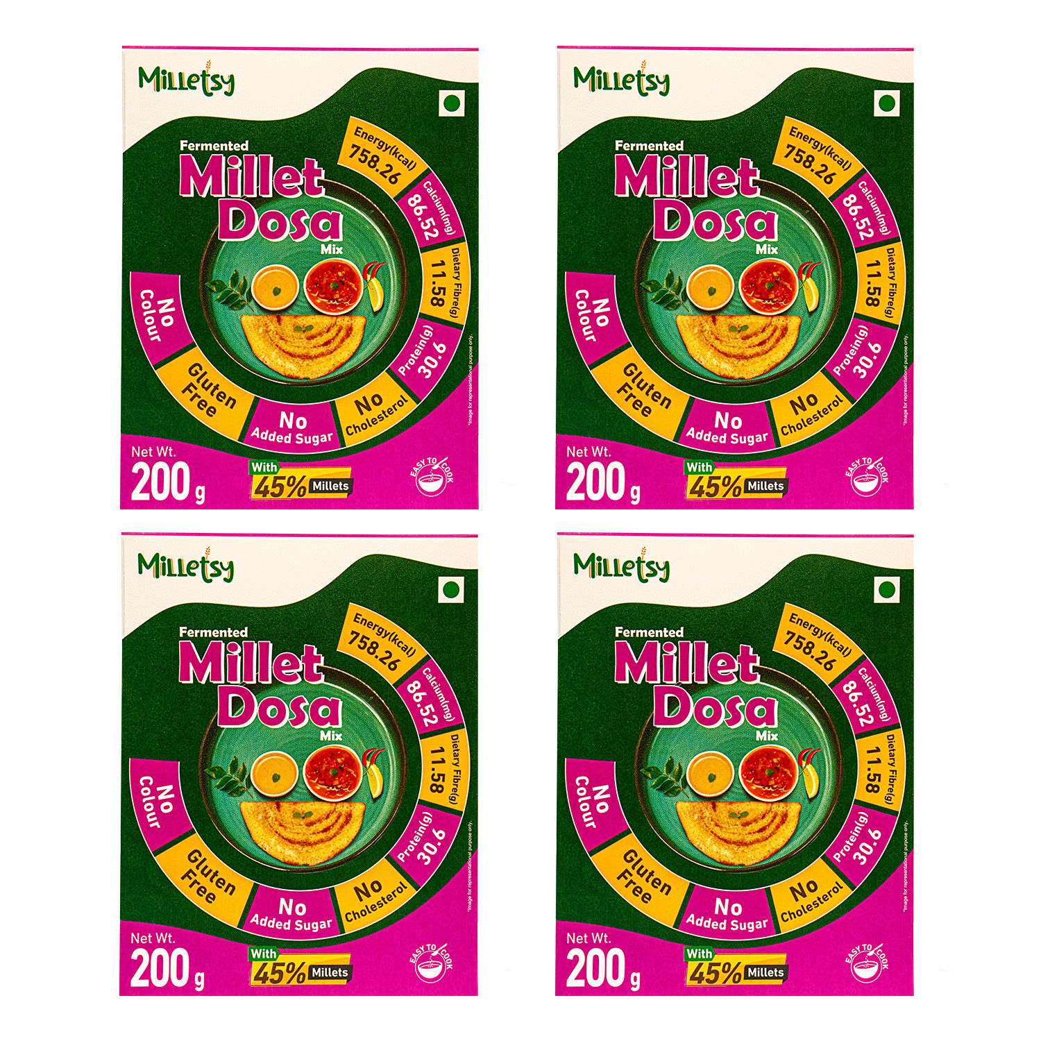 Milletsy Millet Dosa Instant Mix Pack of 4| 200 gm each
