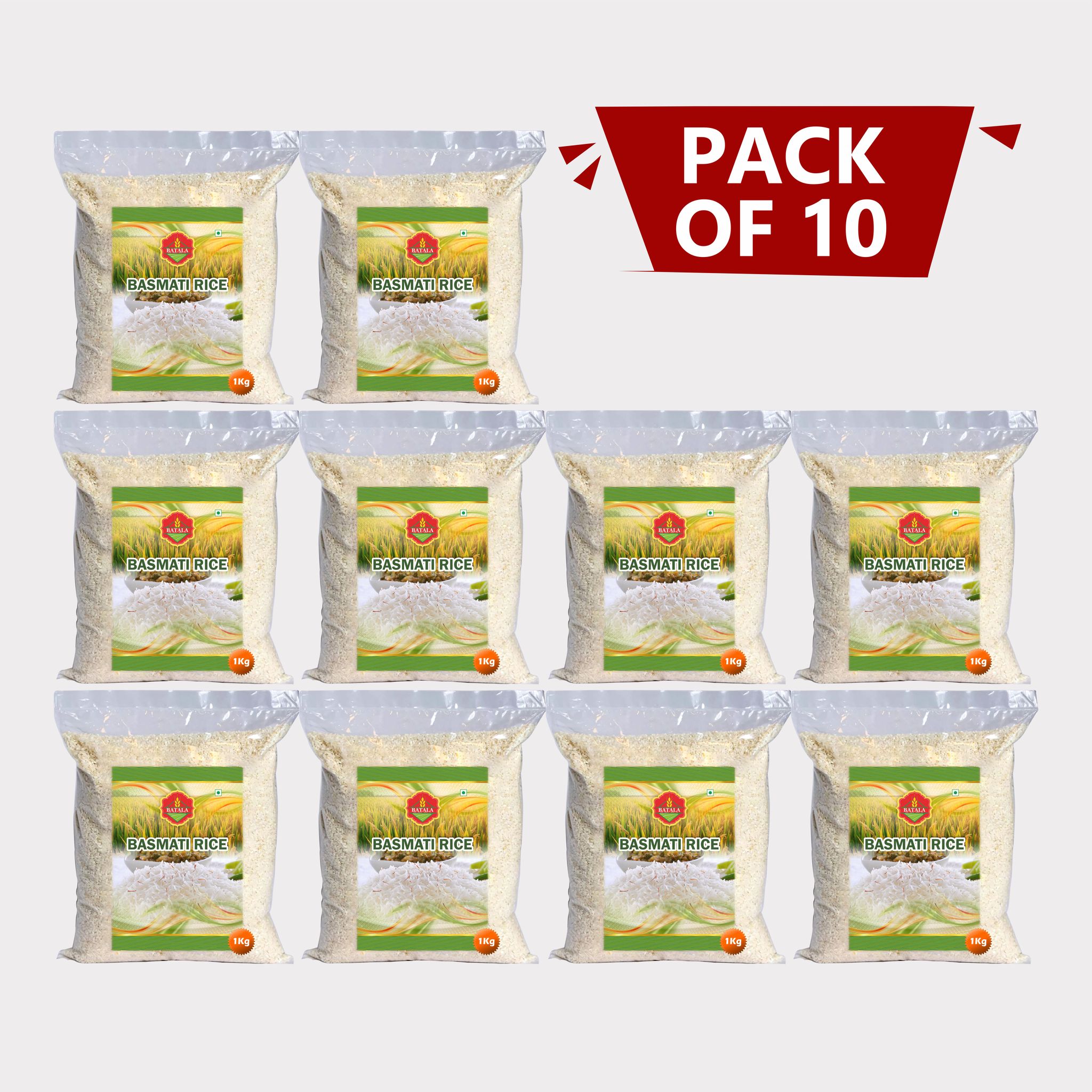 Batala Basmati Chawal 10kg (Pack of 10) – Farm-Fresh, Long-Grain Rice for Perfect Everyday Meals. 