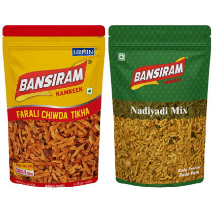 Bansiram Namkeen Farali Chiwda Tikha (350 g) & Nadiyadi Mix (400 g)