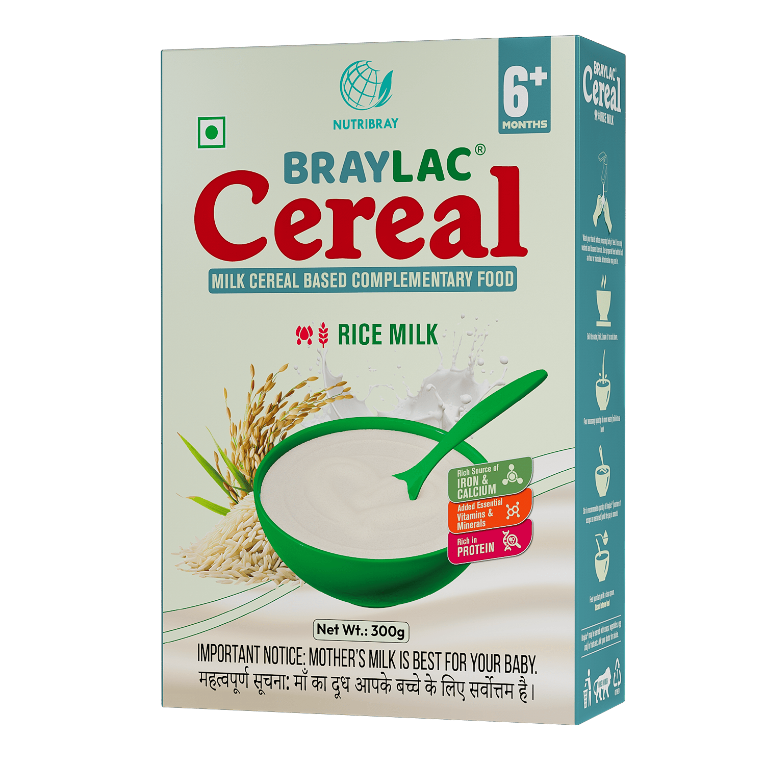 Braylac Cereal Rice Milk Bag in Box 300 gm for 6 to 24 months baby