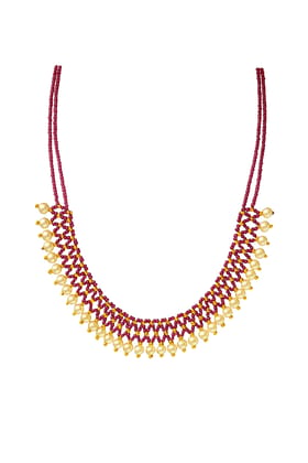 Burgundy Bead & Pearl Necklace Burgundy Bead & Pearl Necklace