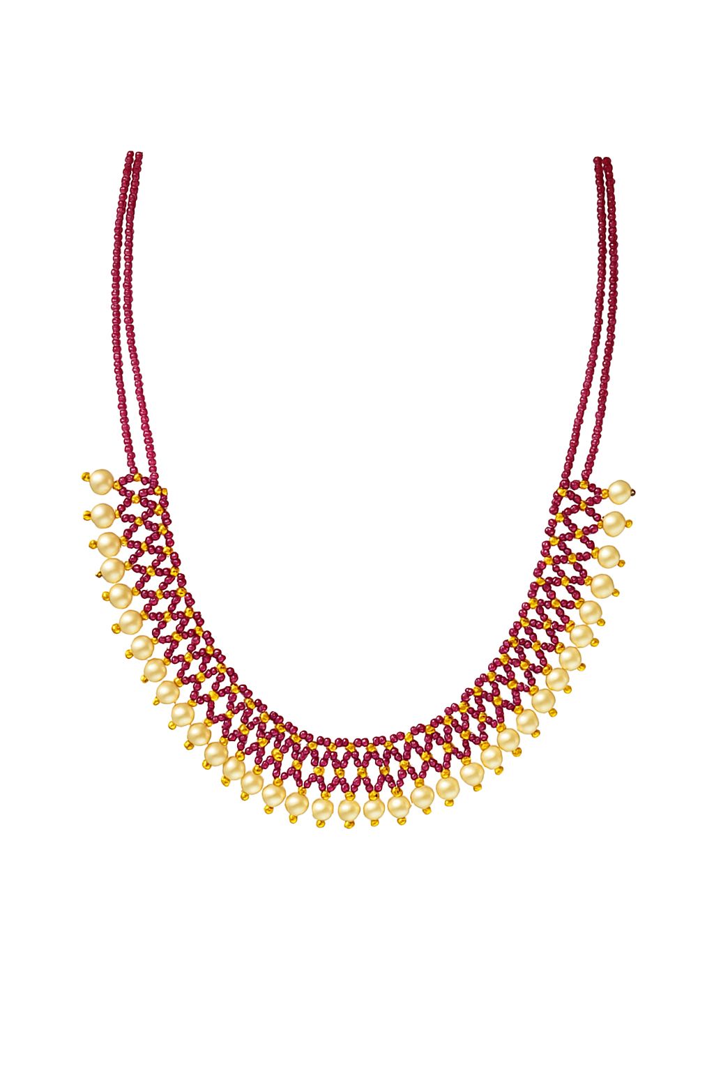 Burgundy Bead & Pearl Necklace