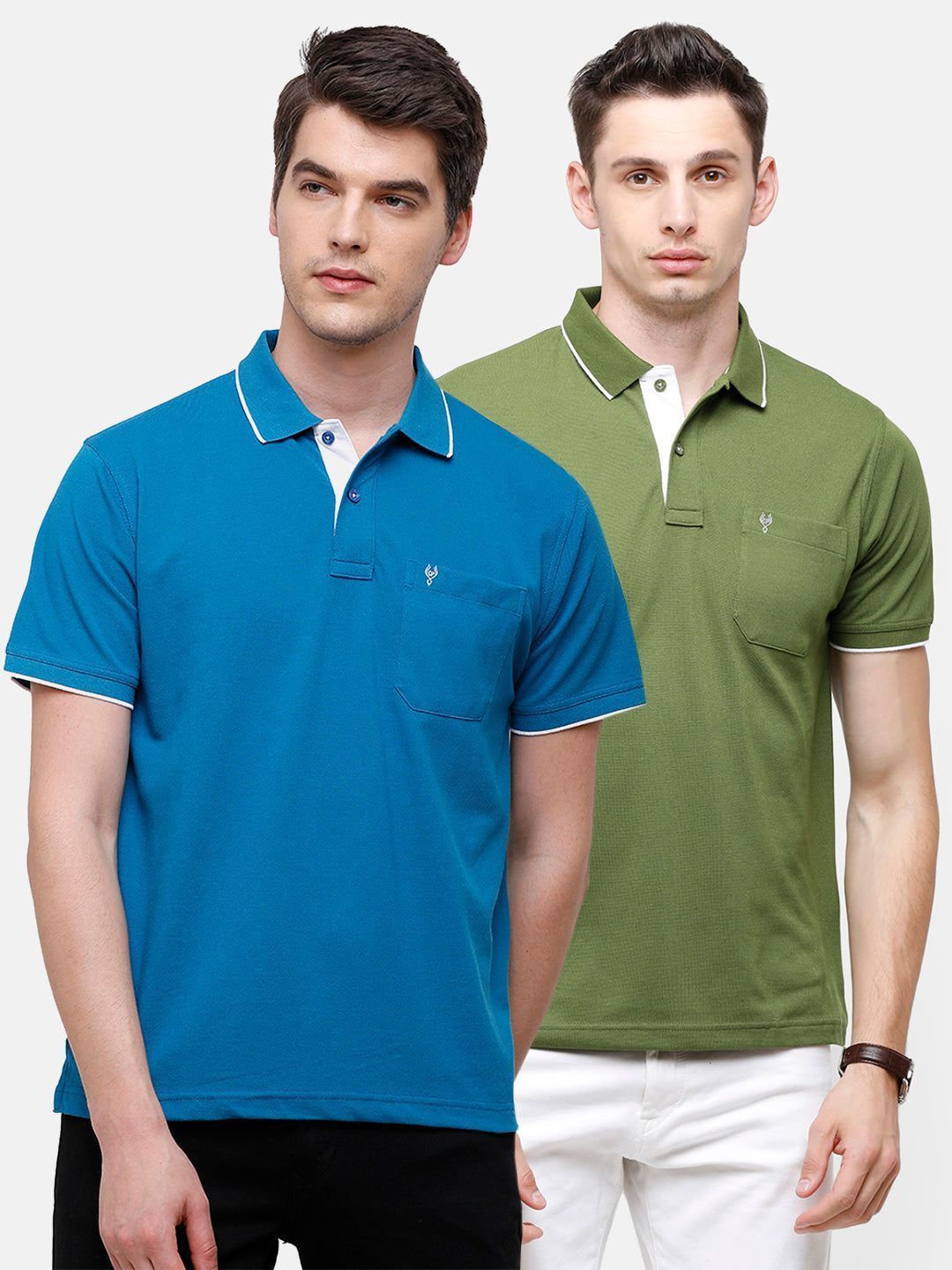 Classic Polo Men's Combo Double Pique Polo Half Sleeve Slim Fit T-Shirt Nova - Pack of 2