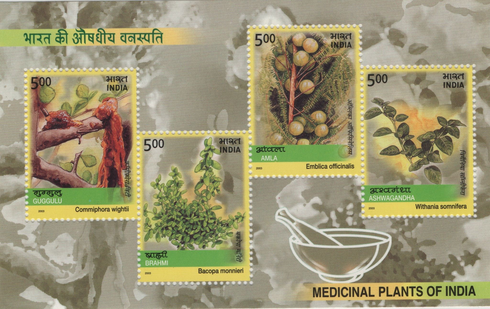 Shobhaphila's 2003 Medicinal Plants - Indian Miniature Sheet Stamp ( 7th Apr 2003)