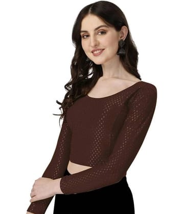 DELTIN HUB Maroon Readymade without Pad Silk Blend Women's Blouse ( Pack of 1 )